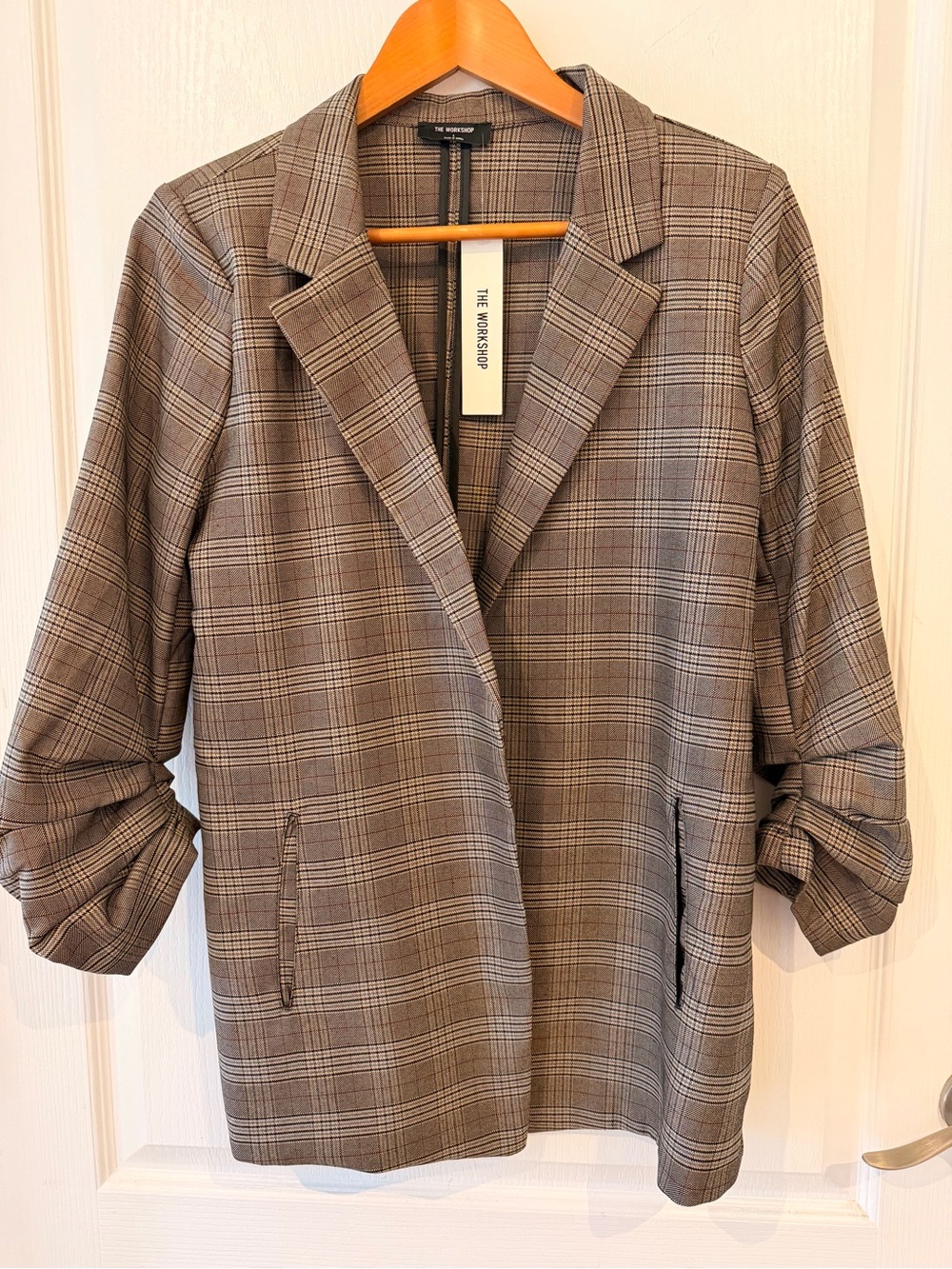 Womenโs Plaid Houndstooth Blazer, Fall Jacket. Large (10-12)